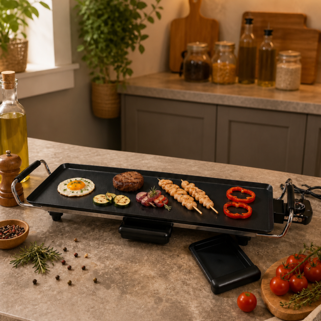 La Plancha Électrique XL 70x23 cm – Ultra Puissante, Cuisson Rapide & Saine
